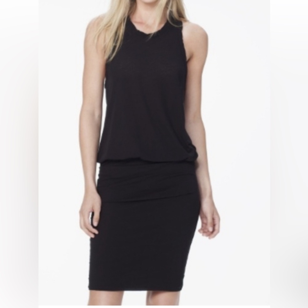 James Perse Racerback Blouson Dress Black Tank